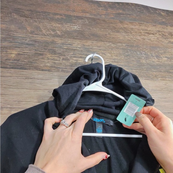 Kitson LA Black Hoodie with Pink Stars and Yellow Text - Picture 6 of 8